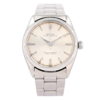 Rolex Oyster Perpetual Silver Dial Automatic Stainless Steel Men's Wristwatch