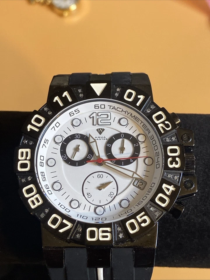 Aqua Master Men's Black Dial Rubber Strap Watch W#338 Swiss Movement - Image 2 of 4