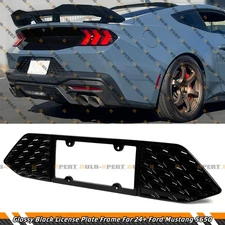 For 24-2026 Ford Mustang S650 Gloss Black Rear License Plate Frame Holder Panel