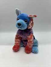 Ty Hodge Podge The Multi Colored Dog Plush Beanie Baby Blue Front Paws 2002 Ty