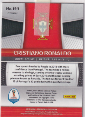 Panini Prizm World Cup 2018 No. 154 Cristiano Ronaldo Silver Prizm