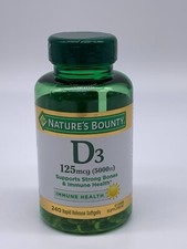 Nature's Bounty Vitamin D3 125 mcg 5000 IU , 240 Softgels exp 12/26