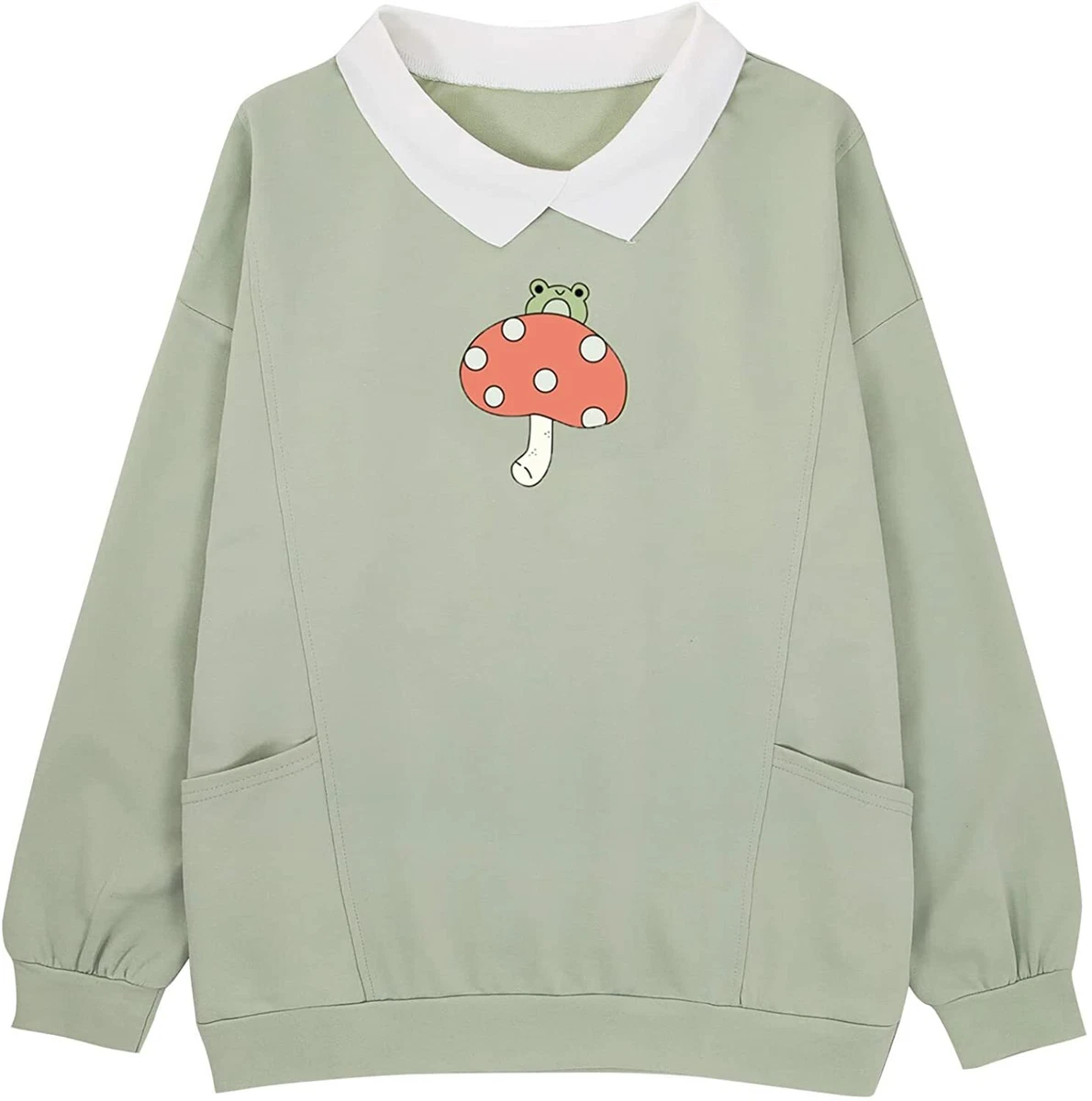 Women Frog Sweatshirt Kawaii Mushroom Cute Oversize Pullover Hoodie Teen  Girl Ae | eBay