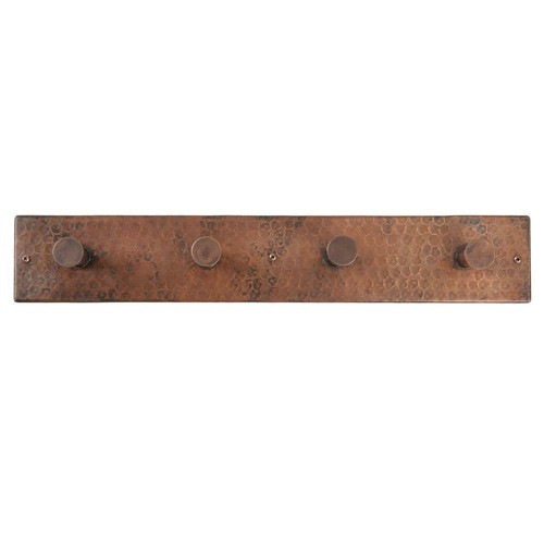 Rustic Hand Hammered Copper 4-Hook Wall Mount Robe & Towel Hanger Coat Hat Rack - Picture 2 of 4