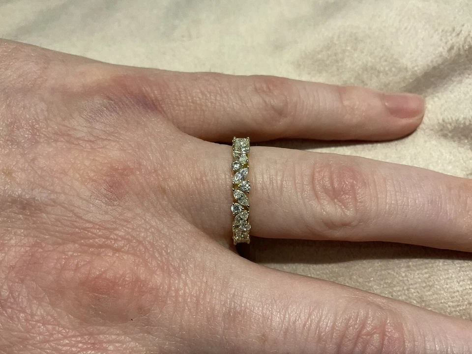 Anel Eternidade Completa Diamante Criado em Laboratório 3,0 quilates Banhado a Ouro 9k 925 Tamanho J - Imagem 4 de 4