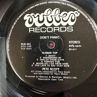Don't Panic LP Record Vinyl Rubber Top Pete Scott | eBay