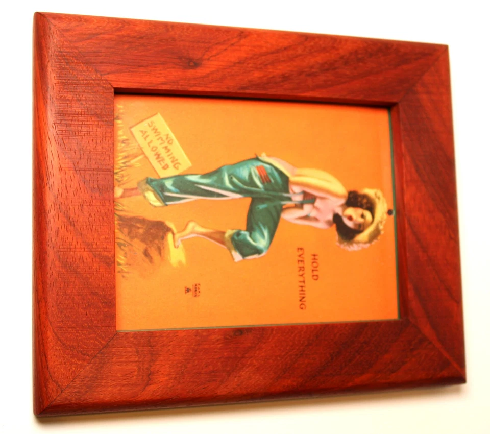 Earl Moran in Handmake Mahagony Wood Frame Pin-up Print - No Swimming Allowed - Image 3 of 4
