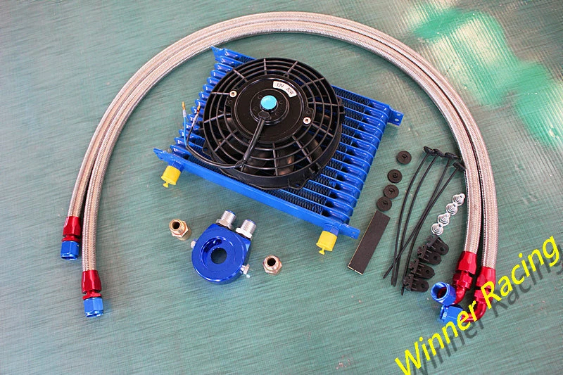 Filtro de mangueira refrigerador de óleo de transmissão de motor AN10 15 fileiras realocação com kit de ventilador - Imagem 2 de 4