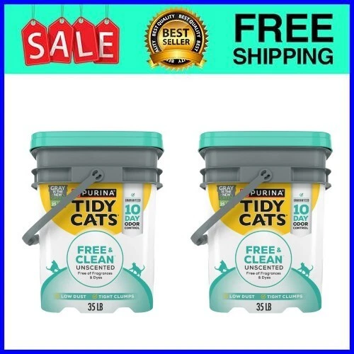 2 Pack Purina Tidy Cats Clumping Cat Litter, Free & Clean Unscented Multi 35 lb - Picture 1 of 4