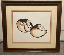 Chuna McIntyre (Yup´ik Eskimo) "Puffins / Qengeleget" Signed Color Lithograph