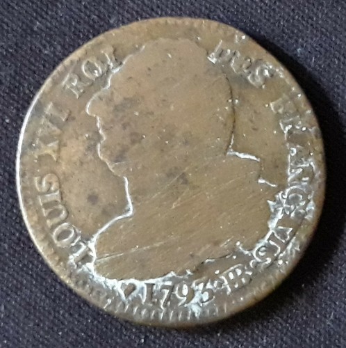 N° 84 ) PIECE FRANCAISE-2 SOLS 1793 BB-22 GR-3,2 cm de diamètre. - Foto 2 di 3