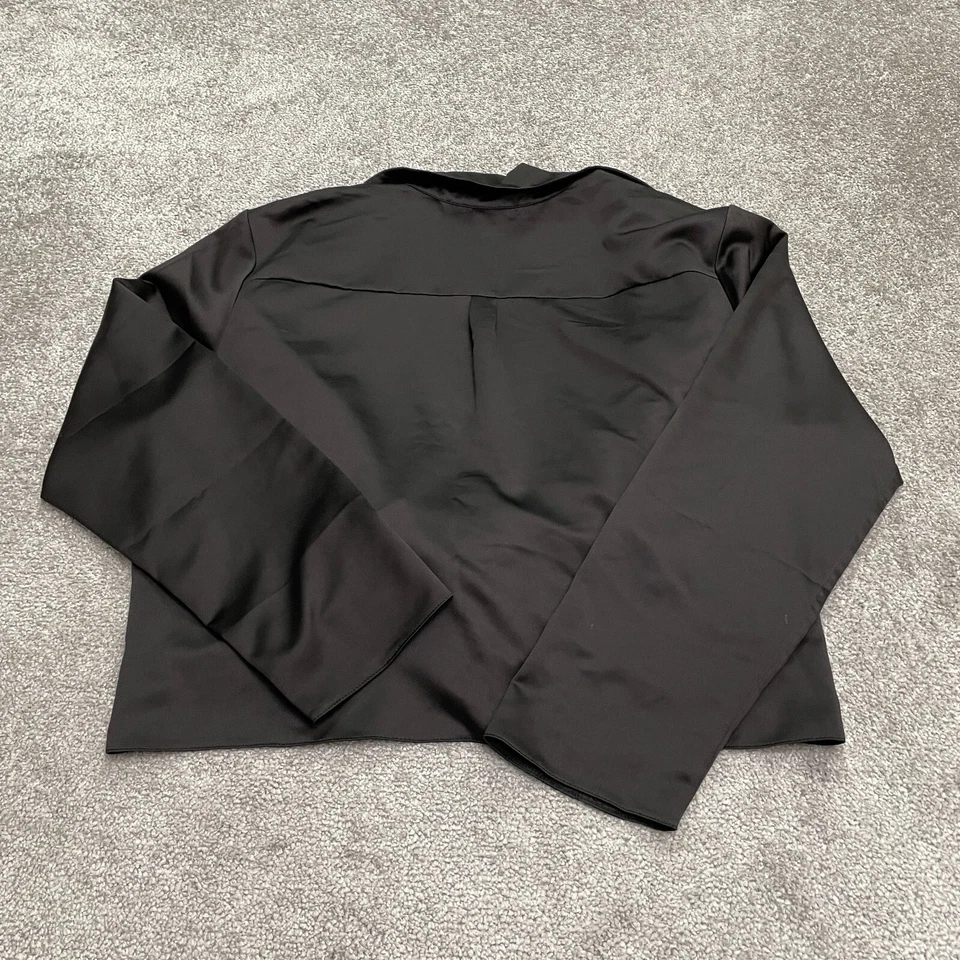 Asos атласный укороченный открытый блейзер куртка женщин 14 черный бизнес повседневный с воротником - Изображение 2 из 4