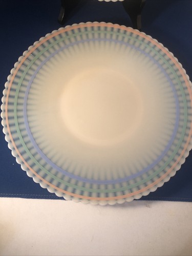 2 MacBeth-Evans Petalware Pastel Striped Cremax 10 1/2" Dinner Plates - Picture 2 of 5