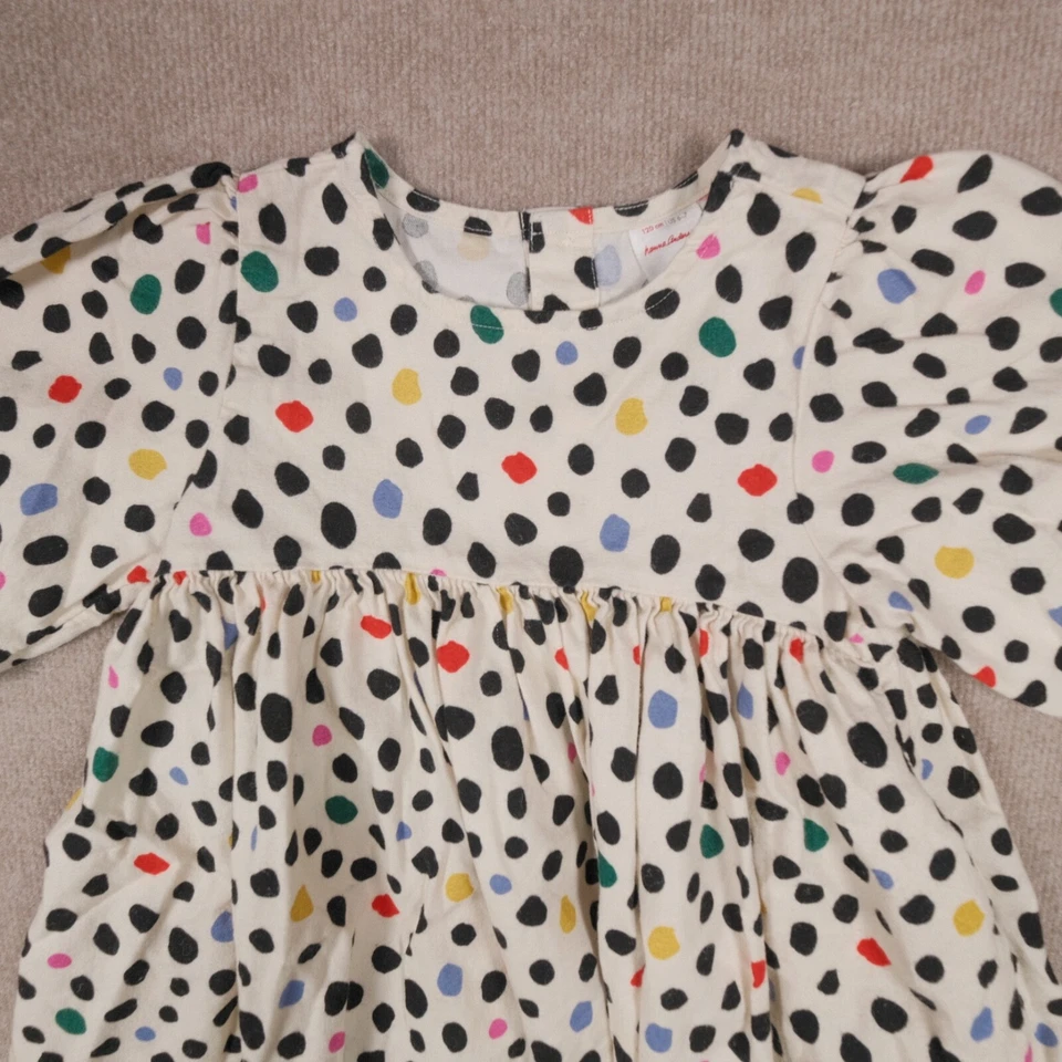 Vestido Hanna Andersson manga 3/4 branco bolinhas 120cm US6-7 bolso infantil - Imagem 3 de 4