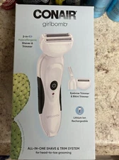 CONAIR Girlbomb 2 in 1 Hypoallergenic Shaver and Trimmer System NEW