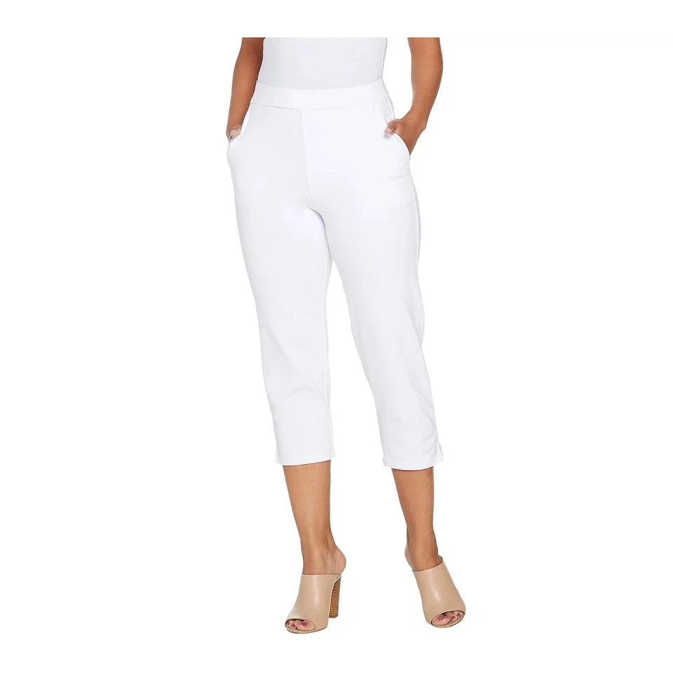 Леггинсы Susan Graver Weekend Premium эластичные без застежек Capri XS белые A302646 - Изображение 4 из 4