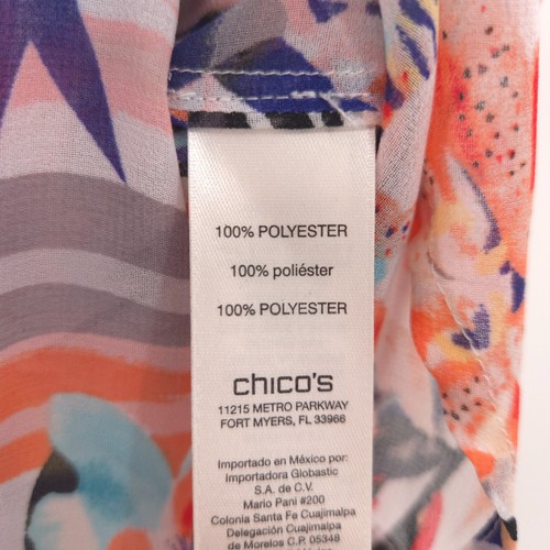 Chico's semi-sheer button down top womens Size 2 (L) multi floral tropical - Picture 8 of 10