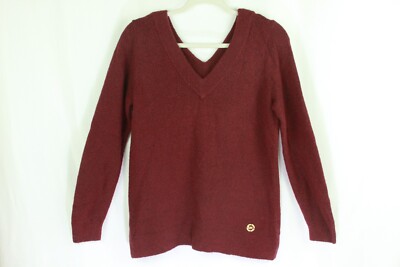 Michael Kors Women's Sweater Size Small V Neck Long Sleeve Wool Camel Knit 