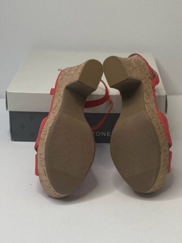 Sun + Stone Platform Dress Cork Sandal 8.5 Coral Women's Adjustable  Cushioned