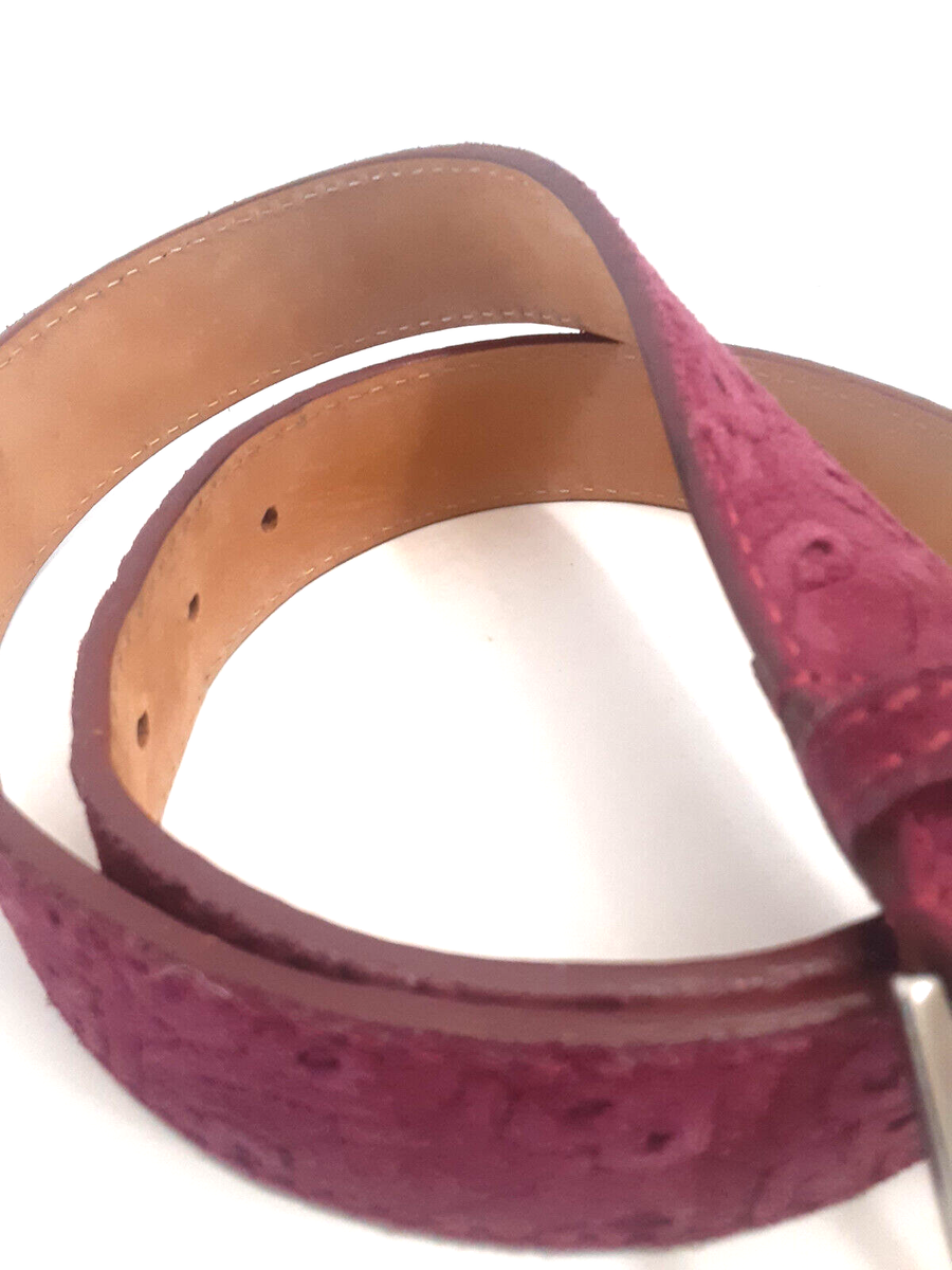 Burgandy Animo Italian Leather Suede Belt Embossed Design  display picture 1