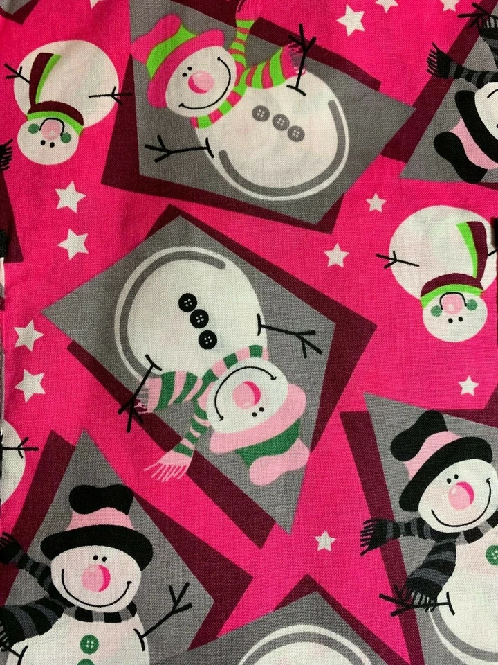 TAFFORD SCRUB TOP SIZES: XS, S, M, PINK CHRISTMAS SNOWMEN NWT NURSE MEDICAL CNA - Image 3 of 4
