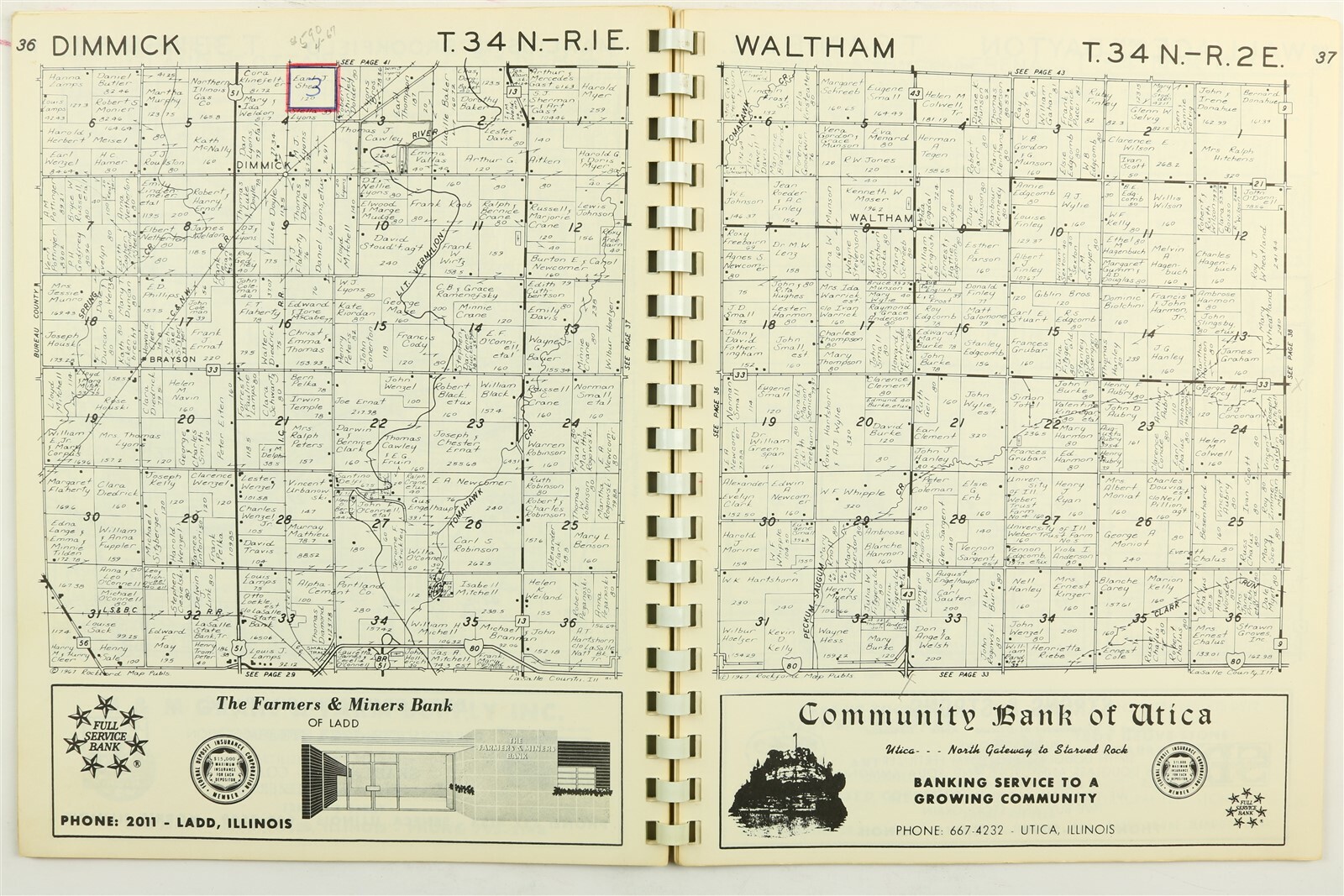 La Salle County Illinois Ottawa Earlville Mendota Peru Wenona IL 1967
