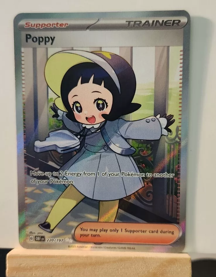 Pokemon TCG Poppy 220/197 SV3 Obsidian Flames Full Art Trainer NM