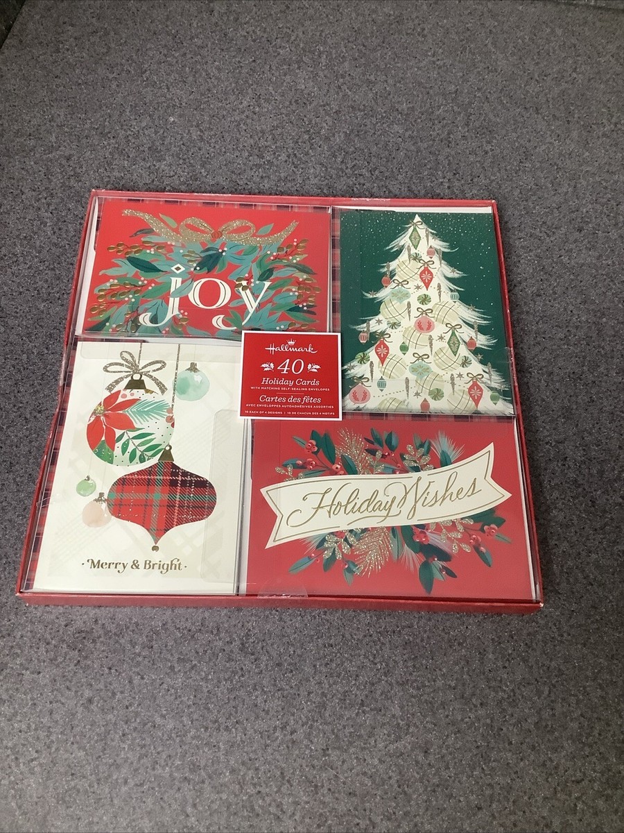 Christ Mas Hallmark 40 Holiday Cards 4 Designs with Matching Self