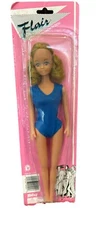 Totsy Flair 11.5” Doll Curly Brown Hair Blue Swimsuit 1140 Barbie Clone