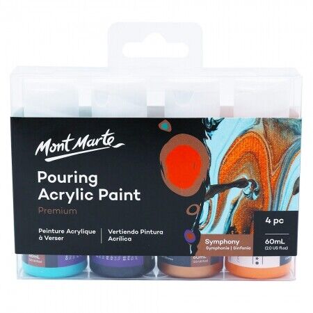 Pouring Paint Kit Mont Marte Premium Acrylic Paint Set 4x60ml Arts Supply
