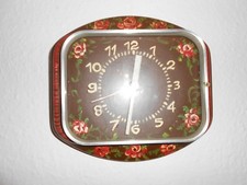 Handbemalte Uhr Küchenuhr Wanduhr Rosenmotiv Keramik Kunsthandwerk Handarbeit