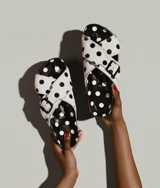 MANOLO BLAHNIK × BIRKENSTOCK Rodra Polka Dots White Black