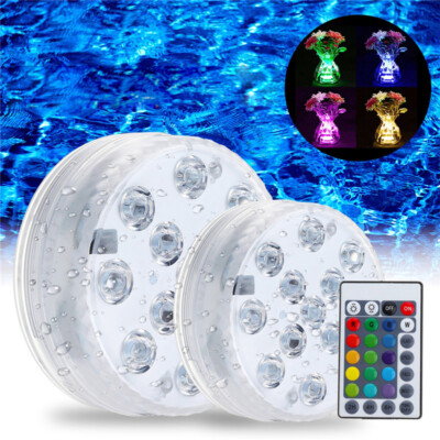 #ad Swimming Pool Light LED Underwater Remote RGB Control Multi Color Fountain Light