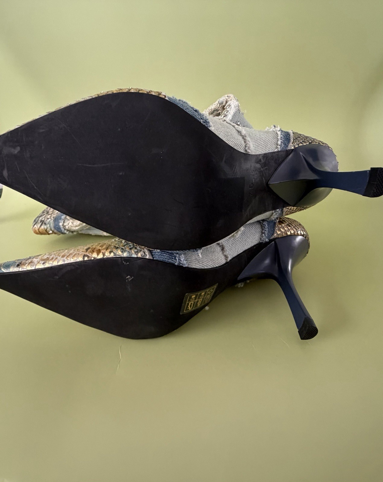 Jeffrey Campbell Python Denim Lace Embellished Kn… - image 6