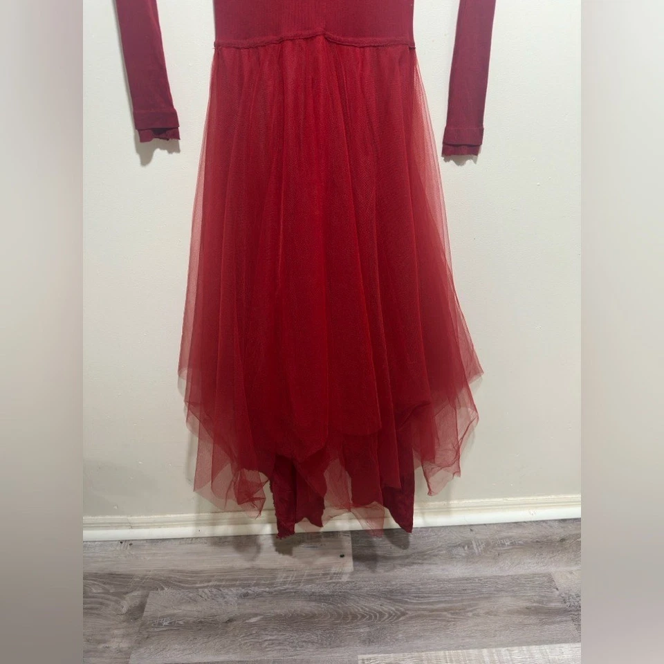 Vestido Marc Le Bihan Elegante Rojo Manga Larga Foto 3 de 4