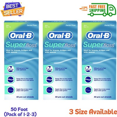 Oral-B Super Floss Pre-Cut Strands Dental Floss, Mint, 50 Count (pack of 1-3)