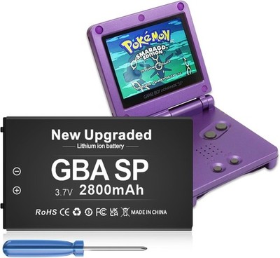 GBA Sp Battery, Upgraded (2800Mah) Ultra High Capacity Rechargeable Lithium-Ion