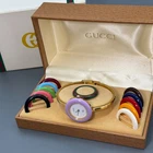 [MINT] Gucci Change Bezel White 1100L Gold Dial 12 Colors Watch Box