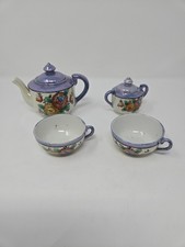Japanese Luster Ware Ceramic Tea Set Hand Painted