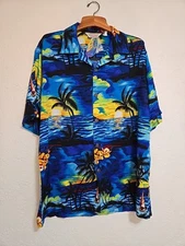 NWT Sunny Island Hawaiian Shirt Mens L Large Floral Rayon Short Sleeve Button Up