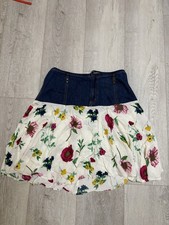 Y2K boho floral denim skirt