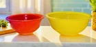 2 Pyrex Primary Colors Clear Bottom Nesting Mixing Bowls 322 323 Red Yellow