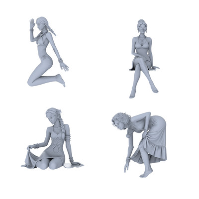 MRY-SFW LYTR 741 Modern Beach Sitting Female 4 pcs  1/87 HO scale figures