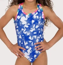 Plum Practicewear Gymnastics Leotard Flip Side Stars Stripes Multi Size CL