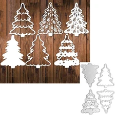 4pcs/Set Christmas Tree Metal Die Cuts,Merry Christmas Tree Cutting Dies Cut Ste