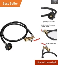 Durable 4ft Propane Refill Hose with Brass Fittings - Ideal for Outdoor Cooking