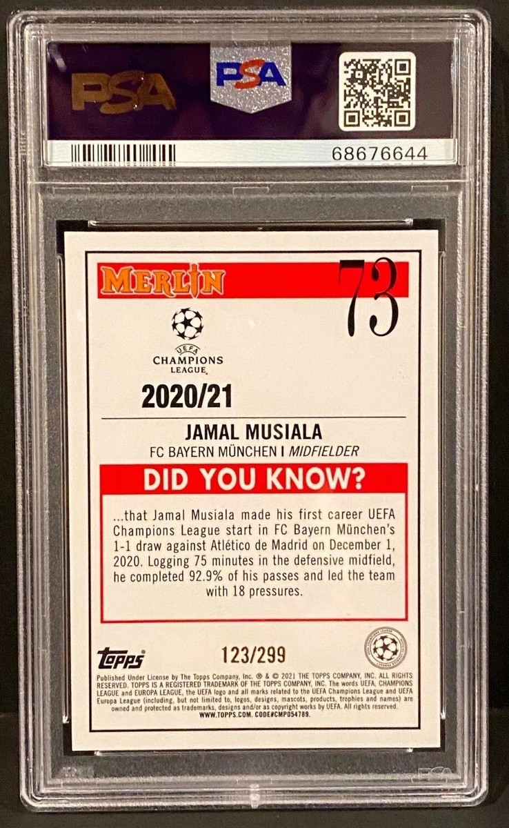 2020 Topps Merlin Chrome UCL #73 Rookie Jamal Musiala Purple /299