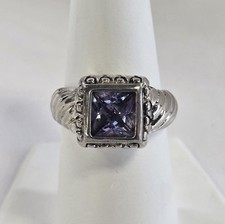 925 Sterling Silver Fashion Ring with Solitaire Blue Stone Size: 7.5 P03042595