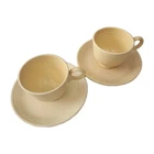 Vintage Fiesta Old Ivory Coffee Tea Cup Saucer Set O-Ring Fiestaware Mid Century