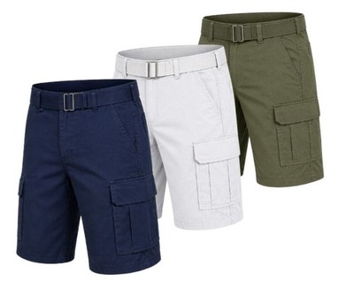  Men's Cotton Stretch Twill Cargo Shorts with Belt (3-Pack)